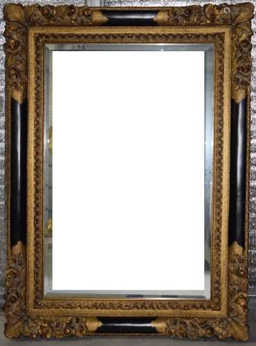 BLACK & BRONZED FLORAL FRAMED MIRROR