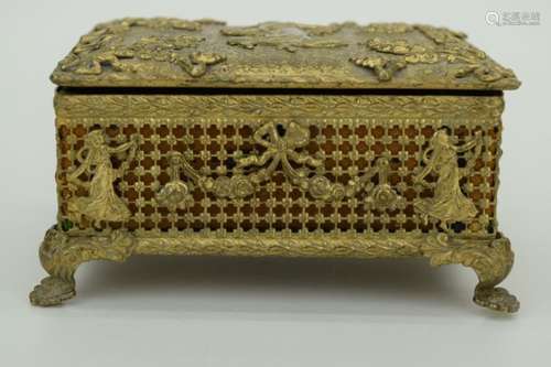 ANTIQUE RETICULATED DRESSER JEWELRY BOX