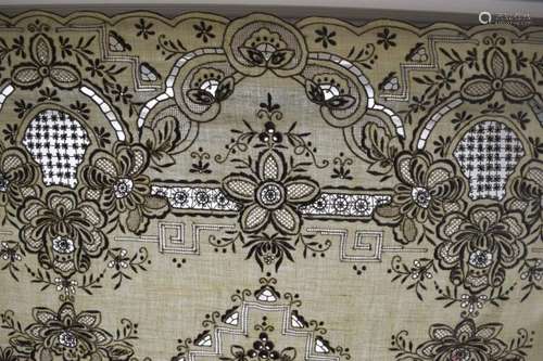 FRENCH FIL TIREQUE PULLED THREAD OPENWORK CLOTH