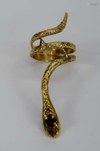 VINTAGE 14K GOLD SNAKE GARNET RING