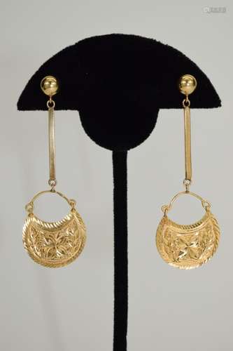 22K & 14K GOLD MOROCCAN DANGLE EARRINGS