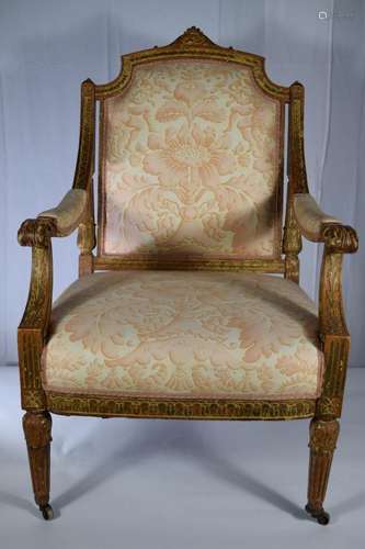 LOUIS XVI STYLE WOODEN WHEELED CHAIR