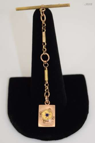 14K GOLD VICTORIAN LOCKET MOURNING JEWELRY FOB