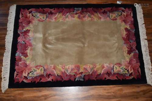 VINTAGE WOOL LEAF FLORAL AREA RUG