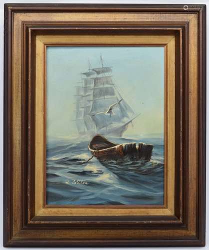 L. COLLTON SIGNED NAUTICAL OIL ON CANVAS PAINTING