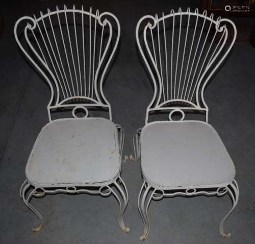 2 HOLLYWOOD REGENCY WROUGHT IRON CHAIRS