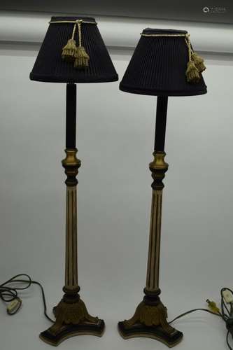 PAIR CANDLESTICK STYLE DESK OR TABLE LAMPS