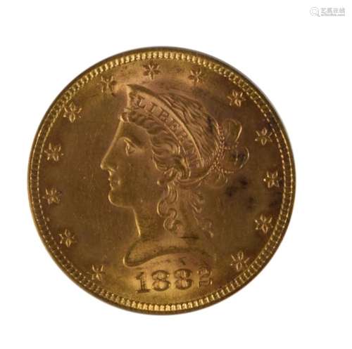 1882 US $10 DOLLAR GOLD LIBERTY EAGLE COIN MS61