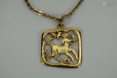 14K GOLD SAGITTARIUS CHARM & 14K GOLD NECKLACE