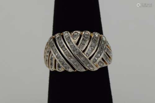 STERLING SILVER WOVEN DESIGN DIAMOND RING