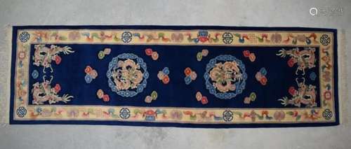 CHINESE DRAGON NICHOLS DECO WOOL RUNNER RUG