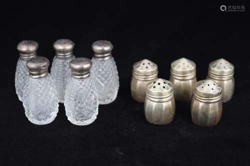 10 STERLING SILVER & CRYSTAL SALT & PEPPER SHAKER