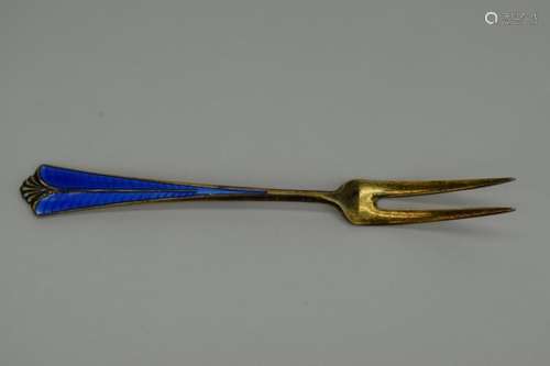 DAVID ANDERSON STERLING SILVER ENAMEL FORK