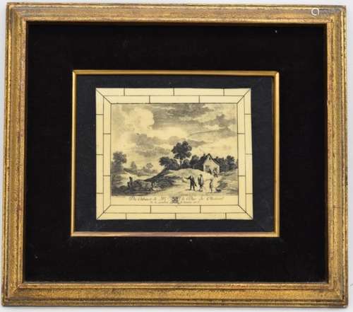 FRAMED ETCHING ON CELLULOID D. TENIERS LANDSCAPE