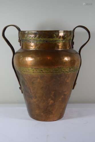 ANTIQUE HAND HAMMERED SECTIONED COPPER JUG