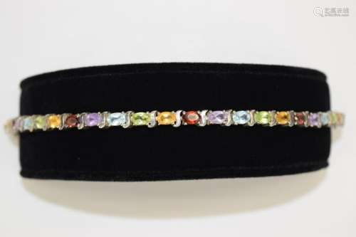 STERLING SILVER MULTI SEMI PRECIOUS GEM BRACELET