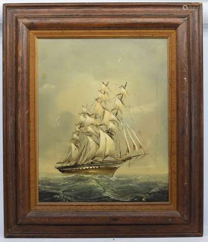 SIGNED OIL ON CANVAS SAILBOAT SHIP PAINTING