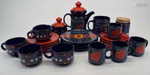 24PCS WAECHTERSBACH BLUE JEANS TEA & COFFEE SET