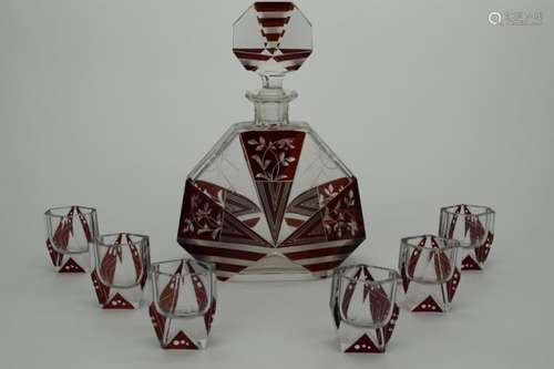 FRENCH ART DECO CRYSTAL DECANTER SET