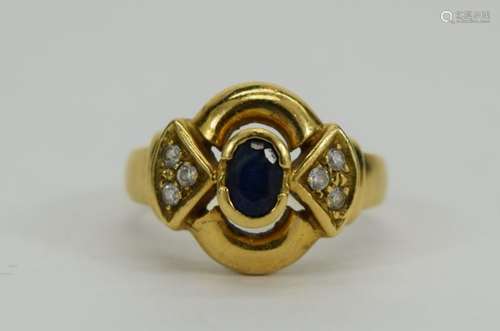 18K GOLD VINTAGE SAPPHIRE DECO RING