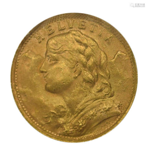 1935 LB SWITZERLAND 20 FRANCS GOLD COIN