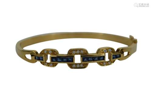 14KY GOLD SAPPHIRE DIAMOND BUCKLE BRACELET