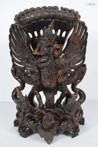 WISNU GARUDA NAGAS AMERTA HINDU WOODEN CARVING