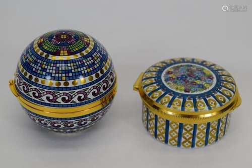 2 STAFFORDSHIRE ENAMEL TRINKET BOXES