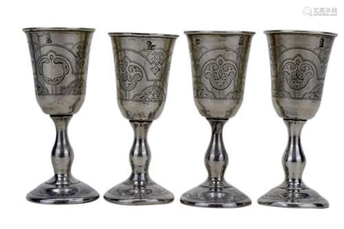 4 ANTIQUE RUSSIAN 84 SILVER KIDDUSH CUPS