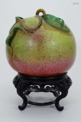19TH C LONGEVITY PEACH ALTER OFFERING ON STAND