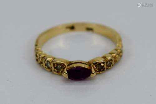 14K GOLD PURPLE TOPAZ DIAMOND RING