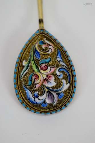 RUSSIAN 84 SILVER CLOISONNE ENAMEL SPOON 1