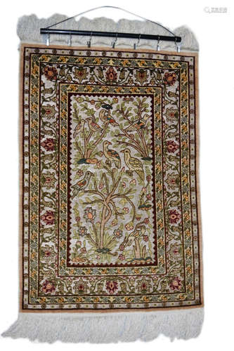 IMPORTANT SILK & GOLD THREAD TURKISH HANDMADE RUG