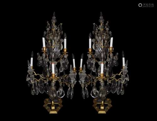 PAIR FRENCH CRYSTAL & BRONZE 41