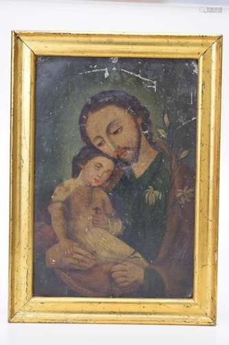 FRAMED RELIGIOUS ICON PAINTING ON METAL