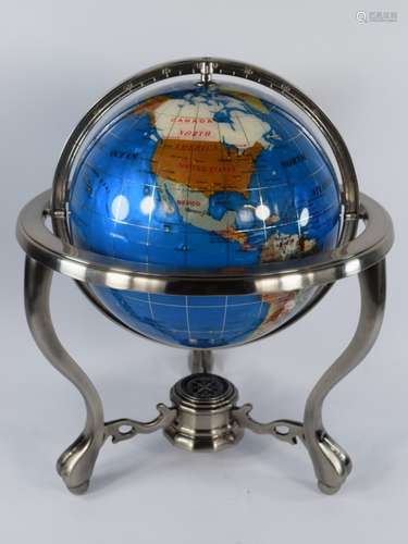 SEMI PRECIOUS STONE MOUNTED DESK GLOBE