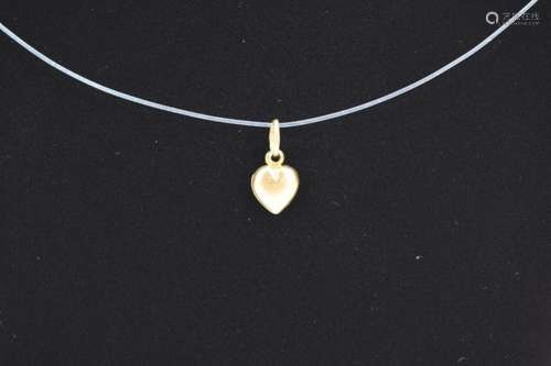 14K YELLOW GOLD PUFFY HEART CHARM PENDANT