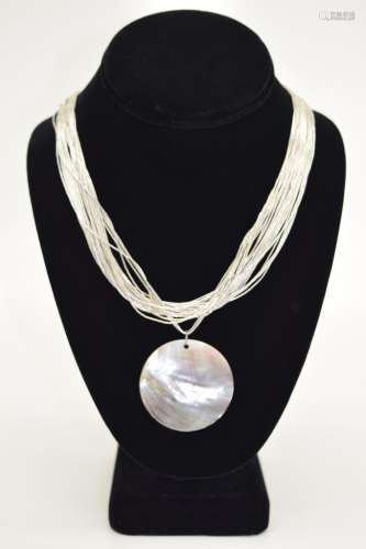 STERLING SILVER NECKLACE ABALONE PENDANT