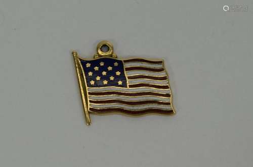 14K GOLD ENAMELED AMERICAN FLAG CHARM