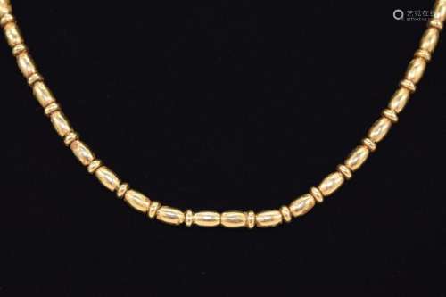 18K GOLD OBLONG BEADED MYSTERY SIGNED NECKLACE