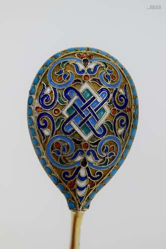 RUSSIAN 84 SILVER CLOISONNE ENAMEL SPOON 2