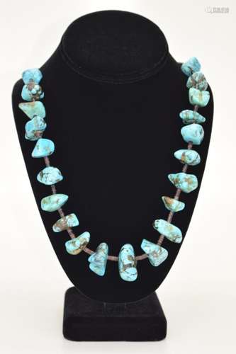 TURQUOISE NUGGET NECKLACE HEISHI BEADS