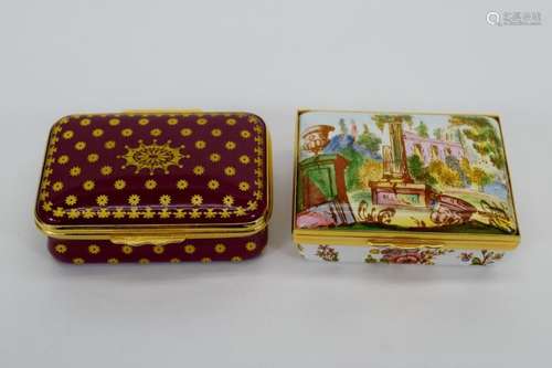 2 LARGE RECTANGLE HALCYON DAYS ENAMEL BOXES