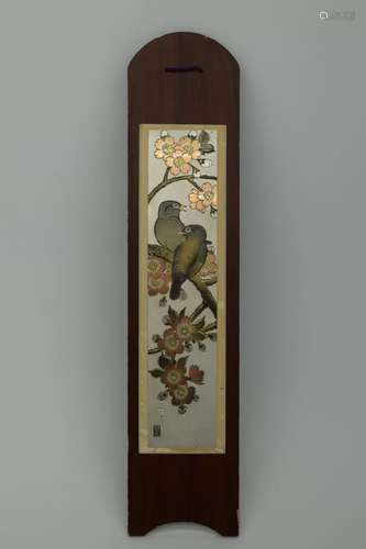 JAPANESE CHOKIN BIRD & FLOWER WALL HANGING ART