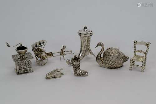 7 STERLING SILVER MINIATURE DECORATIVE OBJECTS