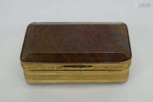 ANTIQUE GOLDEN MOSS AGATE VICTORIAN SNUFF BOX