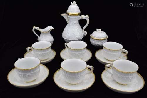 MEISSEN PORCELAIN GOLD RIM SWAN COFFEE SET