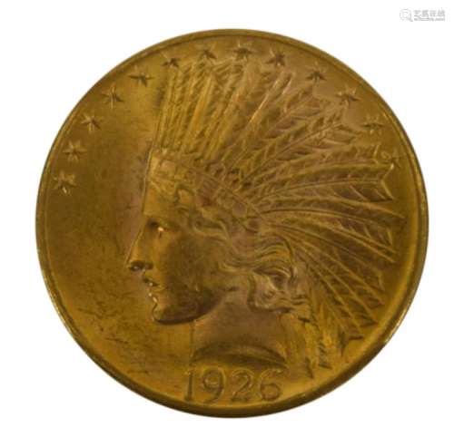 1926 AMERICAN INDIAN EAGLE $10 GOLD COIN UNC DET