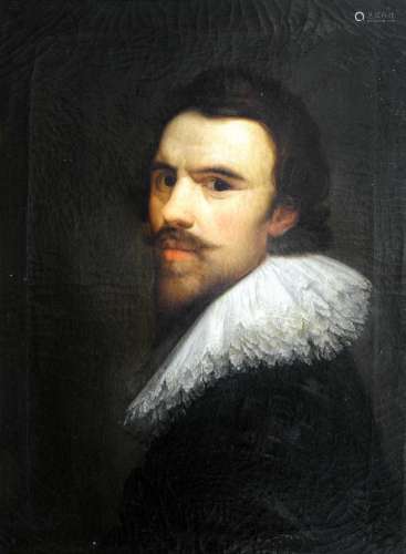 ECOLE HOLLANDAISE DU 17ème SIECLE ABRAHAM DE VRIES (c.1590-1650), SUIVEUR Autoportrait à la collerette