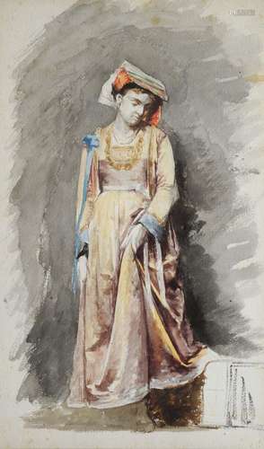 ANDRE HENNEBICQ (1836-1904) Jeune femme en habit traditionnel